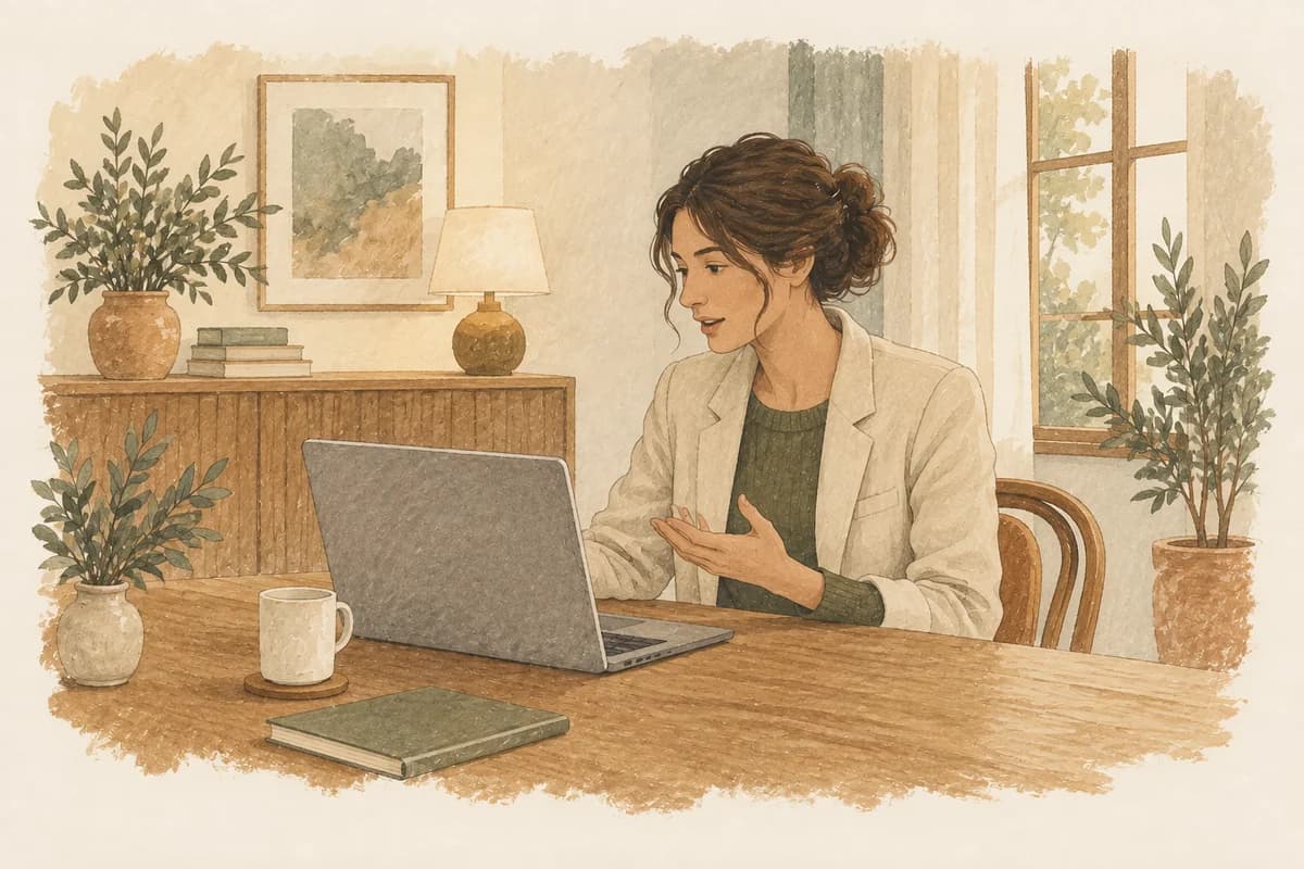 A candidate speaks toward a laptop while working through an assessment.